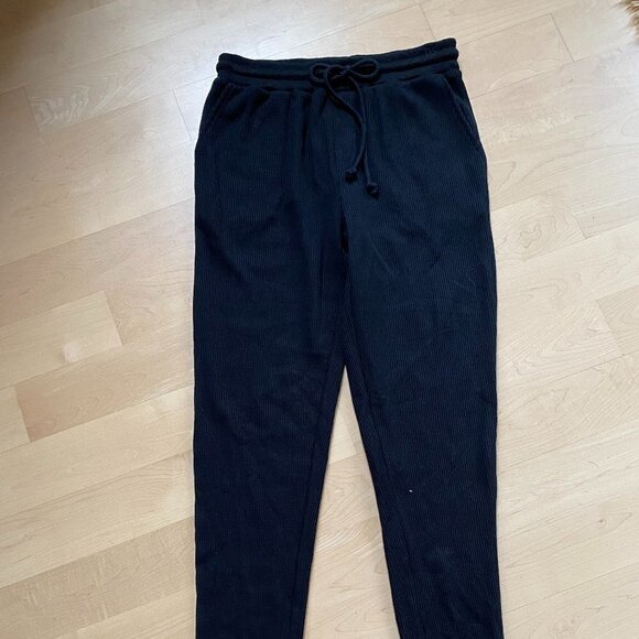 𝅺RDI Bnwot Waffle Joggers New Stretch Drawstring Black Pants - Picture 3 of 13